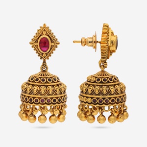 Pendientes de Campana de Latón Vintage con Perla para Bodas y Fiestas - Product Image 4