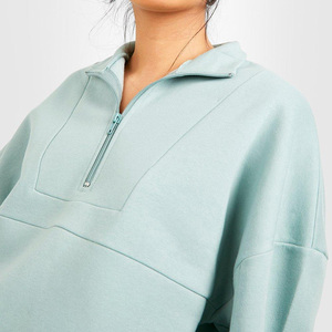 Wholesale Oversized Women’s Sweatshirt & Trouser Tracksuit <b>Set</b> – Half Zip Gym Sweat Suit for Women New Arrival - Product Image 4