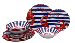 Juego de Platos de <span class=keywords><strong>Melamina</strong></span> con Diseño de Cangrejo Náutico |   <span class=keywords><strong>Vajilla</strong></span> de Plástico Ligera y Ecológica para el Hogar y Fiestas al Aire Libre - Product Image 4