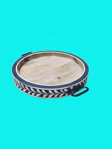 Bandeja de servicio con incrustaciones de hueso clásico con asa para restaurante de Hotel Bandeja de servicio redonda de madera de lujo - Product Image 4