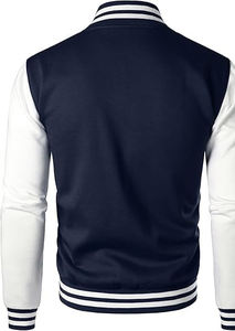 เสื้อแจ็คเก็ตสไตล์วิทยาลัยลำลองสำหรับผู้ชาย ดีไซน์หนังแบบวาร์ซิตี้ ผ้าแคนวาส ทนทาน แห้งเร็ว หลากหลายแบบเท่ๆ สำหรับผู้ชาย - Product Image 2