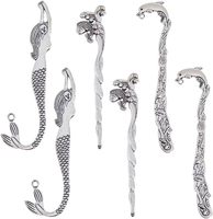 Vente en gros de pendentifs d'accessoires et de bijoux en alliage, petit signet en métal antique, crochet en bronze vintage, fleur, plume