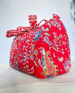 Bolsa de lona deportiva informal de algodón con estampado de bloques, bolsa de viaje Floral grande para fin de semana, equipaje duradero de alta calidad ecológico acolchado - Product Image 3