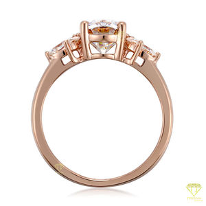 Anillo de moissanita de racimo de marquesa de inspiración Vintage, joyería de compromiso de declaración elegante con piedras laterales redondas y marquesa - Product Image 3