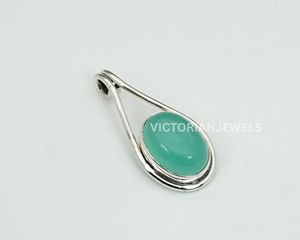 Pendentif en argent sterling massif 925 Aqua Calcedony Mars Month Birthstone - Product Image 1
