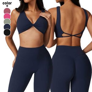 Sujetador de Yoga para gimnasio con espalda cruzada transpirable para mujer, ropa deportiva de entrenamiento de estilo Simple, salida de fábrica, sujetador de Fitness Pushup sin espalda - Product Image 6