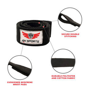 Correas de levantamiento de muñeca acolchadas de neopreno de alta calidad, correas de algodón para entrenamiento físico con soporte de calidad para levantamiento de pesas - Product Image 3