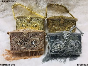 Handcrafted Bridal Designer Metal Ladies <b>Clutch</b> Bags | Handmade Women's Stylish Metal <b>Clutches</b> - Product Image 2