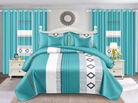 Lot de 6 draps de lit imprimés avec rideaux, drap plat, drap-housse et 2 taies d'oreiller, emballé, fournisseur OEM/ODM