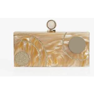Uniquely Handmade <b>Baby</b> Gold Resin Clutch Purse Flower Decoration Pattern Collection Box Clutch <b>Bag</b> for Craft Use - Product Image 1