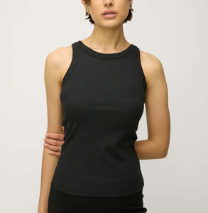 Camiseta sin mangas ajustada acanalada de cuello alto para mujer, de tacto suave tela ligera, ropa deportiva elástica de cuatro vías para Yoga, gimnasio o ropa informal - Product Image 1