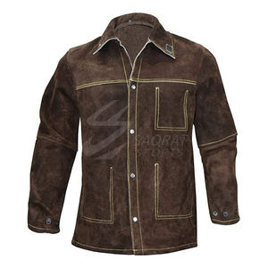 2025 nouveauté sur mesure de haute qualité soudage veste d'hiver Top vente fendu cuir de vache col montant avant Logo Position - Product Image 1