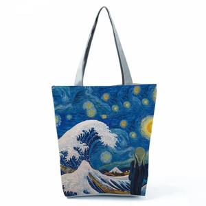 Sac fourre-tout d'impression d'illustration personnalisable de haute qualité pour les femmes sacs à main de sac à main de fermeture ouverte de doublure en cuir de Style Vintage - Product Image 1
