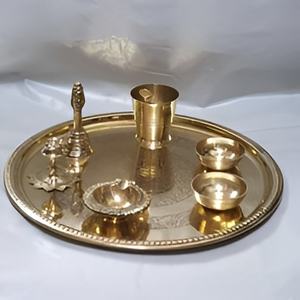 Precio bajo Diwali Metal decorativo Thali para Pooja Brass Urli diseño personalizado para decoración Interior del hogar empresa de fabricación Local - Product Image 2