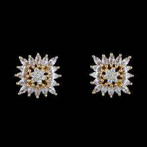 Boucles d'oreilles American Diamond - Dorées - Product Image 1