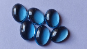 Cabochons ovales en topaze bleue de Londres naturelle de haute qualité 3x5mm à 10x12mm bijoux en pierres précieuses à dos plat - Product Image 4