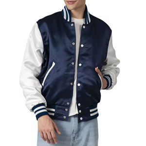 Blouson Bomber Varsity Homme Tendance Coupe Américaine Rétro en Satin, Léger, Respirant et Coupe-Vent avec Patchwork – Idéal Printemps - Product Image 3