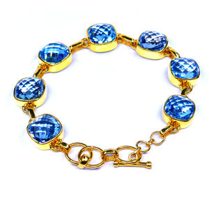Blue Topaz <b>Bracelet</b> Gemstones Classic Attractive Sterling <b>Silver</b> 925 Trendy Unique Wedding Wear Couple - Product Image 1