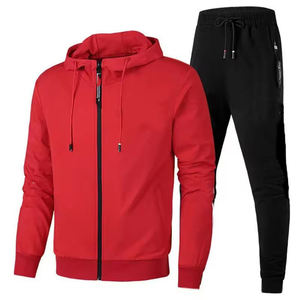 Ensemble de survêtement unisexe en molleton épais 380g avec sweat à capuche zippé oversize et pantalon de jogging droit à jambe large, couleur unie - Product Image 1