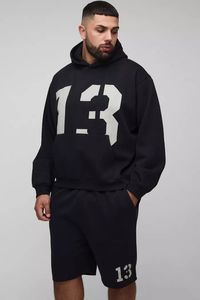 ชุดวอร์มสั้นสำหรับผู้ชายทรงบ็อกซี่มีฮู้ดพิมพ์ลาย13ไซส์พิเศษชุดวอร์มใส่สบายระบายอากาศได้ดี - Product Image 2