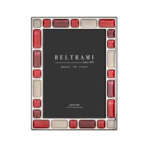 Cadre photo Beltrami en bois plaqué argent avec impression en relief, 1 couleur, forme rectangulaire, fabriqué en Italie - Product Image 1