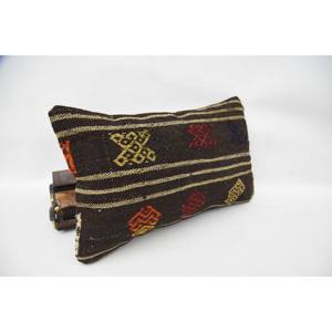 Oreiller de traversin en laine Kilim marron 12x20 pouces Moelleux Vintage Tissé Motifs Eco Friendly Antidérapant Amovible et Lavable Literie - Product Image 3