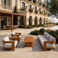 Ensemble de canapés d'extérieur en teck massif résistant aux intempéries, fabrication OEM, meubles de jardin pour hôtels et complexes hôteliers, qualité commerciale