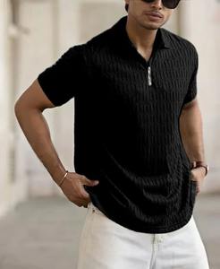 Summer Men's Medium Sleeve Polo <b>Shirt</b> <b>Waffle</b> Casual Loose Stand-Up Collar Button Polo Suit Men's - Product Image 5