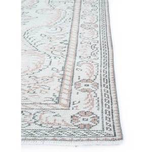 Tapis en laine noué à la main vintage ivoire, motif médaillon abstrait rectangulaire pour salon et couloir, fait main Pae-1487 - Product Image 4