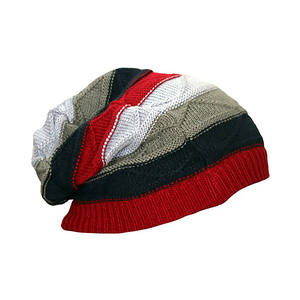 Vente en gros de bonnet jacquard personnalisé pour hommes, broderie 3D de grandes lettres, manchette tricotée, rayée, pompon, imperméable, logo imprimé en coton - Product Image 4