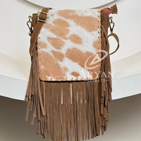 Sac à bandoulière en cuir de vachette véritable avec franges et rabat, sangle réglable de haute qualité, sac bandoulière bohème en cuir véritable pour femmes