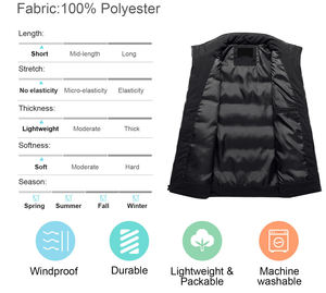 เสื้อกั๊กพัฟเฟอร์ผู้ชายสำหรับฤดูหนาว แบบไม่มีแขน อุ่นสบาย มีซิป น้ำหนักเบา พร้อมเสื้อกั๊กพัฟเฟอร์ผู้ชาย เสื้อกั๊กพัฟเฟอร์ผ้าแคนวาสผู้ชาย - Product Image 6