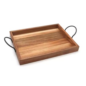 ถาดไม้ไผ่แบบพกพาพร้อมที่จับอุปกรณ์จัดระเบียบในห้องครัวสำหรับอาหารเช้าชาอาหารตกแต่งบ้าน - Product Image 3
