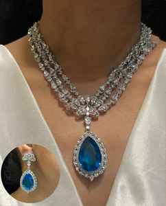 Collier pendentif en diamant fantaisie avec boucles d'oreilles collier en diamant américain ensemble pour mariage CZ Zircon diamant mariage pour les femmes - Product Image 3