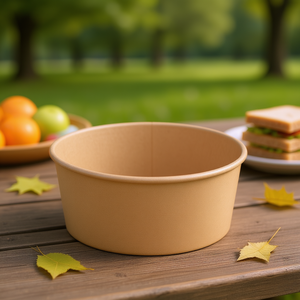 ชามกระดาษคราฟท์ทรงกลมแบบใช้แล้วทิ้งขนาด 1500 มล. (49 ออนซ์) พร้อมเคลือบ PE - Product Image 3