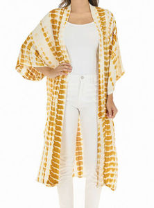 Relaxant belle longue coupe ample main Tie Dye Kimono taille tissée écologique pour la plage ou le centre de villégiature en toute occasion - Product Image 2