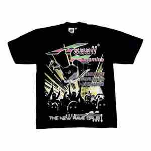 เสื้อยืดลำลองผู้ชายลายกราฟิกโลโก้วินเทจแบบกำหนดเอง พิมพ์ลายด้วยเทคนิคดิสชาร์จ ล้างสีแบบแอซิดวอช สไตล์ Y2k ผ้าคอตตอนหนานุ่ม ใส่สบายในฤดูร้อน - Product Image 3