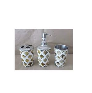 Ensemble de salle de bain nacré blanc et acier inoxydable Design produit artisanal Ensemble de salle de bain MOP de qualité supérieure - Product Image 2