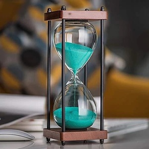 Reloj de Arena Cuadrado Grande Decorativo de Madera, Estilo Art Deco, Ecológico, Hecho a Mano, Color Verde, Artículo de Regalo para Cumpleaños y Otras Ocasiones - Product Image 1