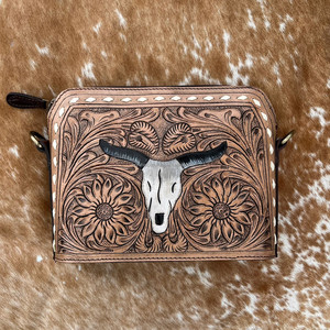 Top vente Western taillé à la main en cuir taureau outillage sac à bandoulière de haute qualité à la main en cuir véritable femmes sacs à bandoulière - Product Image 3