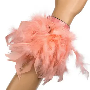 Mädchen Mode Schönheit echte Türkei Feder Bunte Feder Hand führen mit Armband Halloween Manschette Dekoration