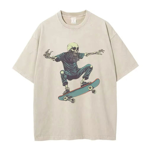 Camisetas Extra Grandes Vintage para Hombre, Unisex, con Estampado Ácido Personalizado, 100% Algodón, Cuello Redondo, Tela Transpirable de 300g, para Verano - Product Image 3