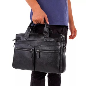 Original Black <b>Men</b> Genuine Leather Handbags Large Leather 14" Laptop <b>Messenger</b> <b>Bags</b> Business <b>Men's</b> Travel <b>Bags</b> by Maximize Wear - Product Image 2