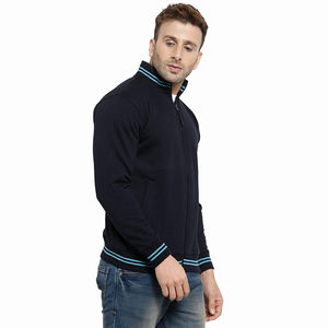 Men's <b>Black</b> Terry <b>Sweatshirt</b> Long Sleeve Stand Collar Hoodie for Workout Jogging Running-Size 6XL French Fabric - Product Image 3