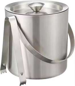 Wholesale Stainless Galvanized Metal Ice <b>Bucket</b> with <b>Lid</b> and Scoop for Bar And Restaurant Use At Cheap Price - Product Image 3