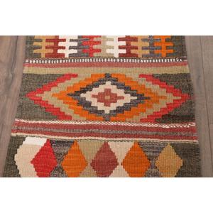 2.4x6.7 ft Kilim Vintage Rug, <b>Red</b> Animal Print Turkish Rug <b>Wool</b> - Product Image 3