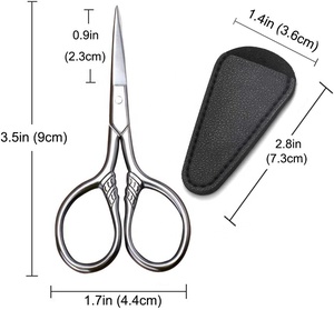 Kit de toilettage vintage 3,5 pouces pour droitiers, ciseaux en acier inoxydable à manche court pour visage, cheveux, sourcils, barbe et moustache - Product Image 2