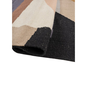 Alfombra Rectangular de Viscosa y Lana Tejida Plana Azul Indusbar SDWL-807, Estilo Kilim, Geométrica, para Sala de Estar, Pasillo, Hogar - Product Image 2