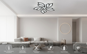 โคมไฟเพดาน LED อะคริลิคเหล็กดัดสไตล์โมเดิร์นมินิมอล พร้อมรีโมทคอนโทรล ดีไซน์ใบเมเปิ้ล ป้องกันน้ำ IP44 เหมาะสำหรับห้องนอน - Product Image 6