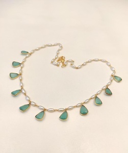 Designer Zirconia Hydro Natural Stone Necklace <b>Set</b> with <b>Earrings</b> Silver Finish <b>Gold</b> Plated CZ Diamond for Women's Wedding - Product Image 3